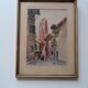 Signed watercolor painting View of Albi Cathedral