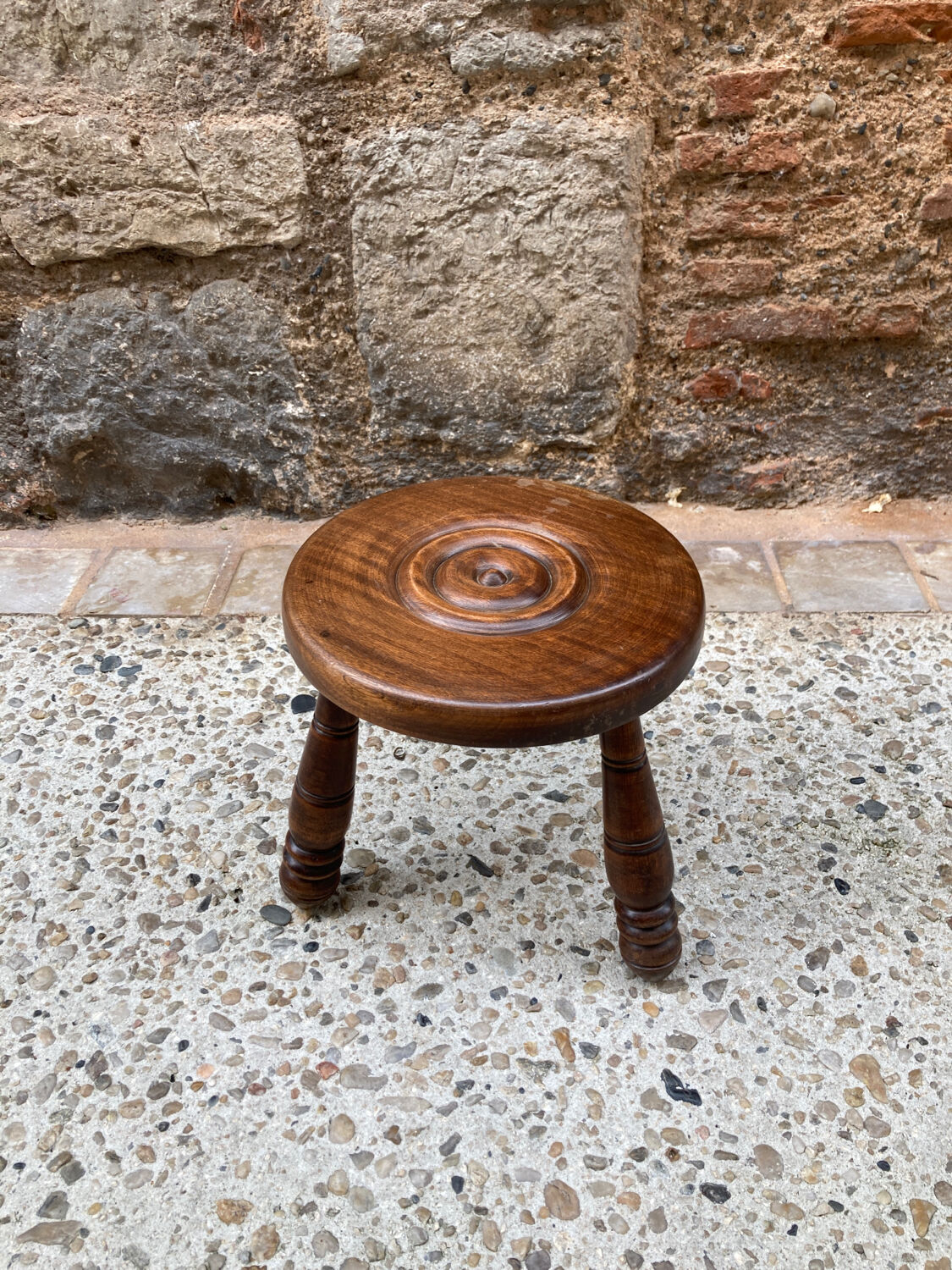 Brutalist wooden stool