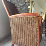 Fauteuil en rotin et osier vintage
