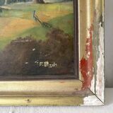 Oil on canvas framed countryside landscape