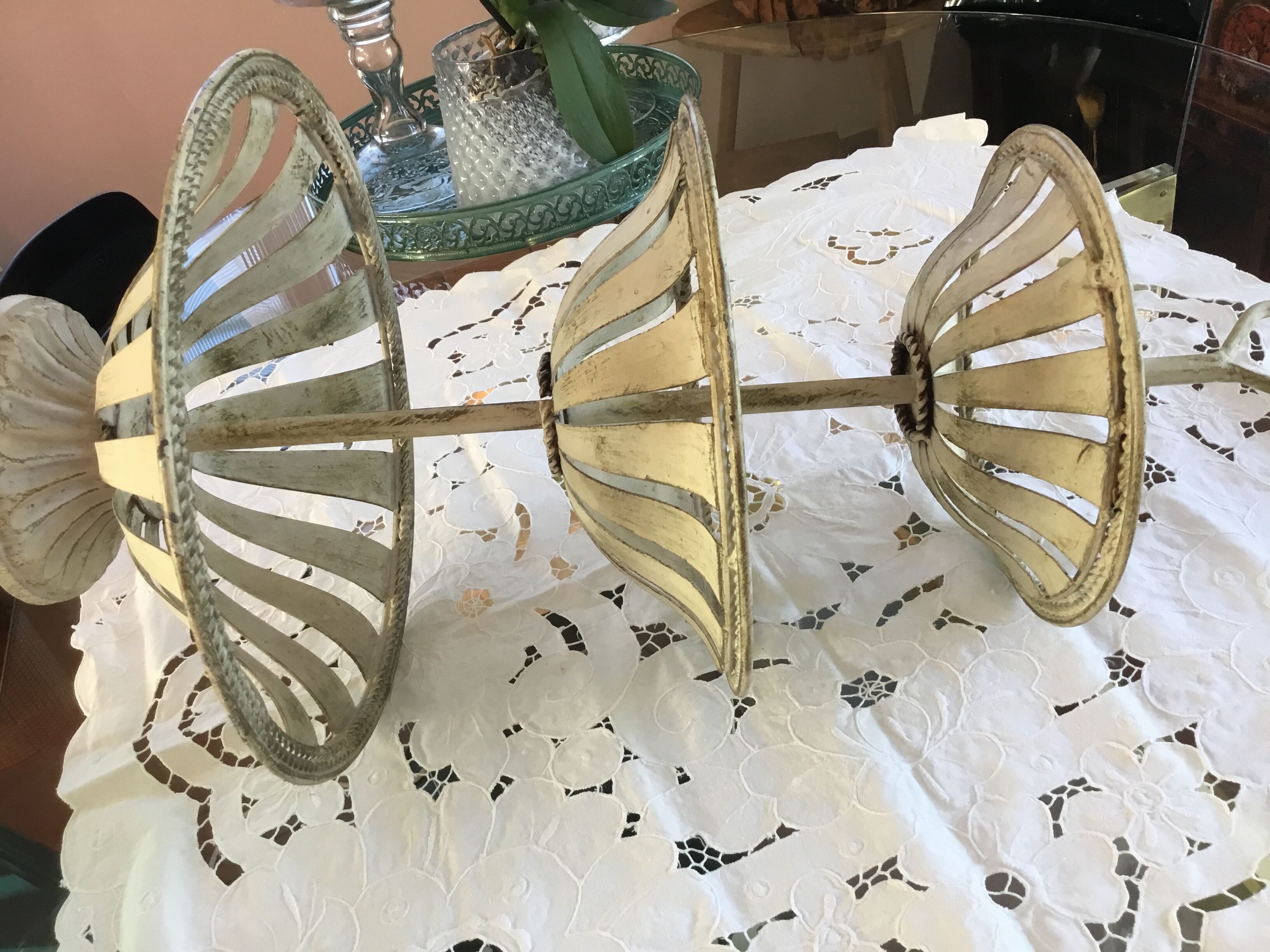 Servant painted iron fruit baskets