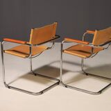 Pair of Cantilever Tubular Steel Armchairs MG5 Grassi style 1970´s