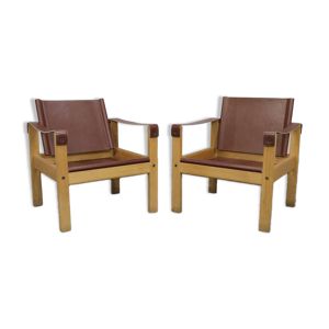 Ensemble de 2 fauteuils - teck