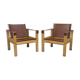 Ensemble de 2 fauteuils en teck et cuir de selle par Karl Heinz Bergmiller pour Escriba, Brésil, années 1970