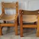 Lot de 4 chaises bois et cuir maison Regain – années 70