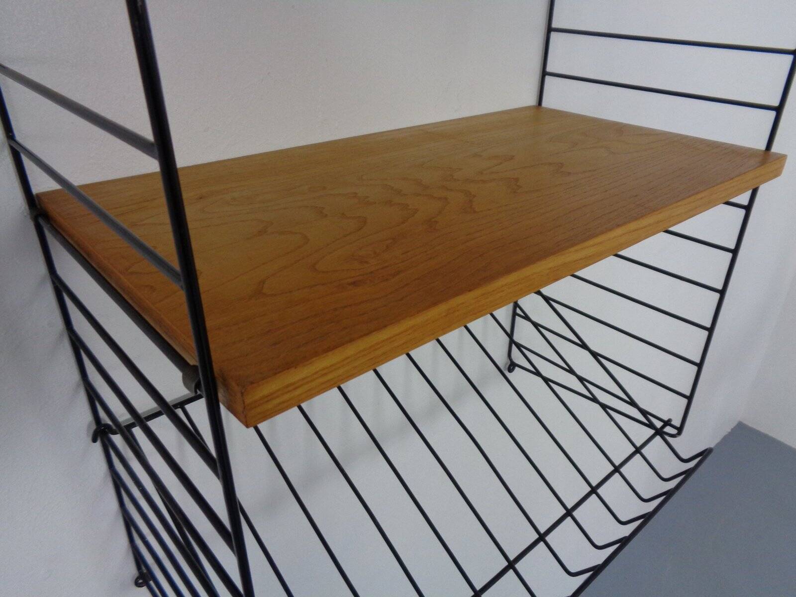 Swedish wall unit in ash and metal by Kajsa & Nils Nisse Strinning for String, 1950s
