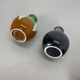 Set of 3 multi-color Fat Lava Op Art pottery vase made Bay Ceramics, Germany