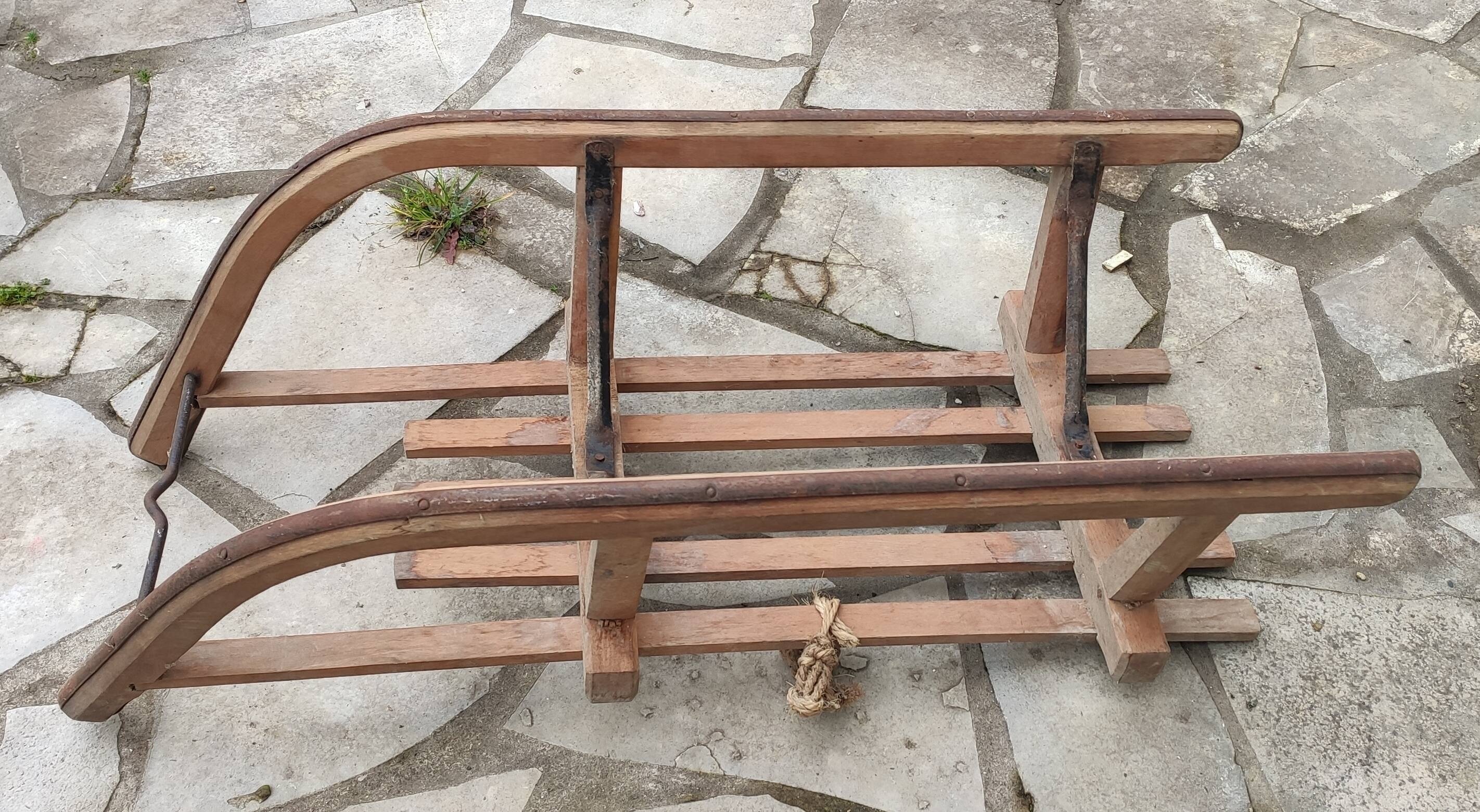 Old vintage wooden sled