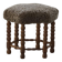 A hexagonal oak stool, seat refurbished in lambswool, Danish design from the 1950s.