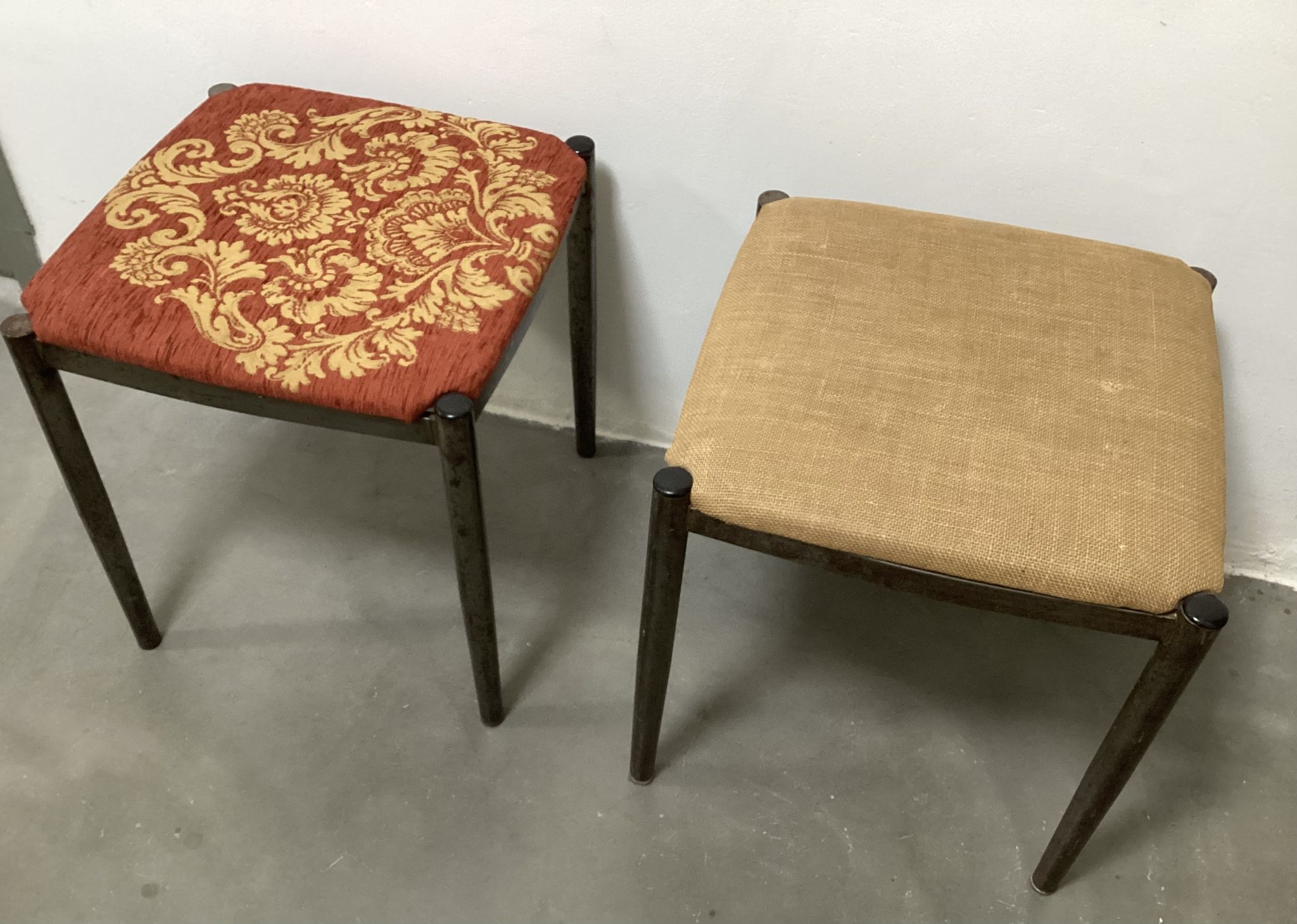 Two tubular steel stools