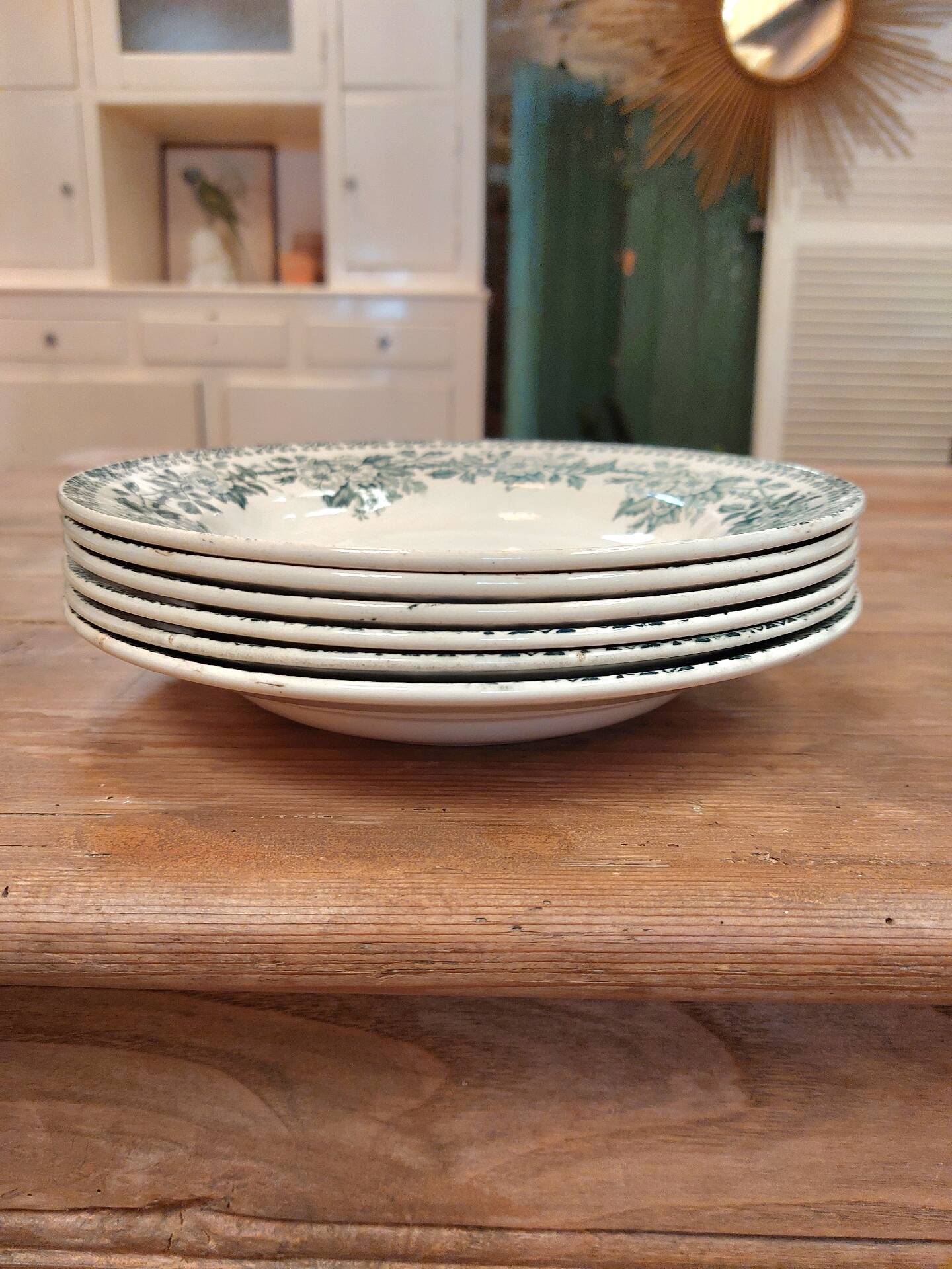 6 antique deep plates made of ironstone - Guadeloupe model