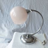 Pink opaline opaline chrome art deco table lamp 1930
