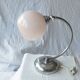 Lampe de table art déco chromée opaline rose 1930