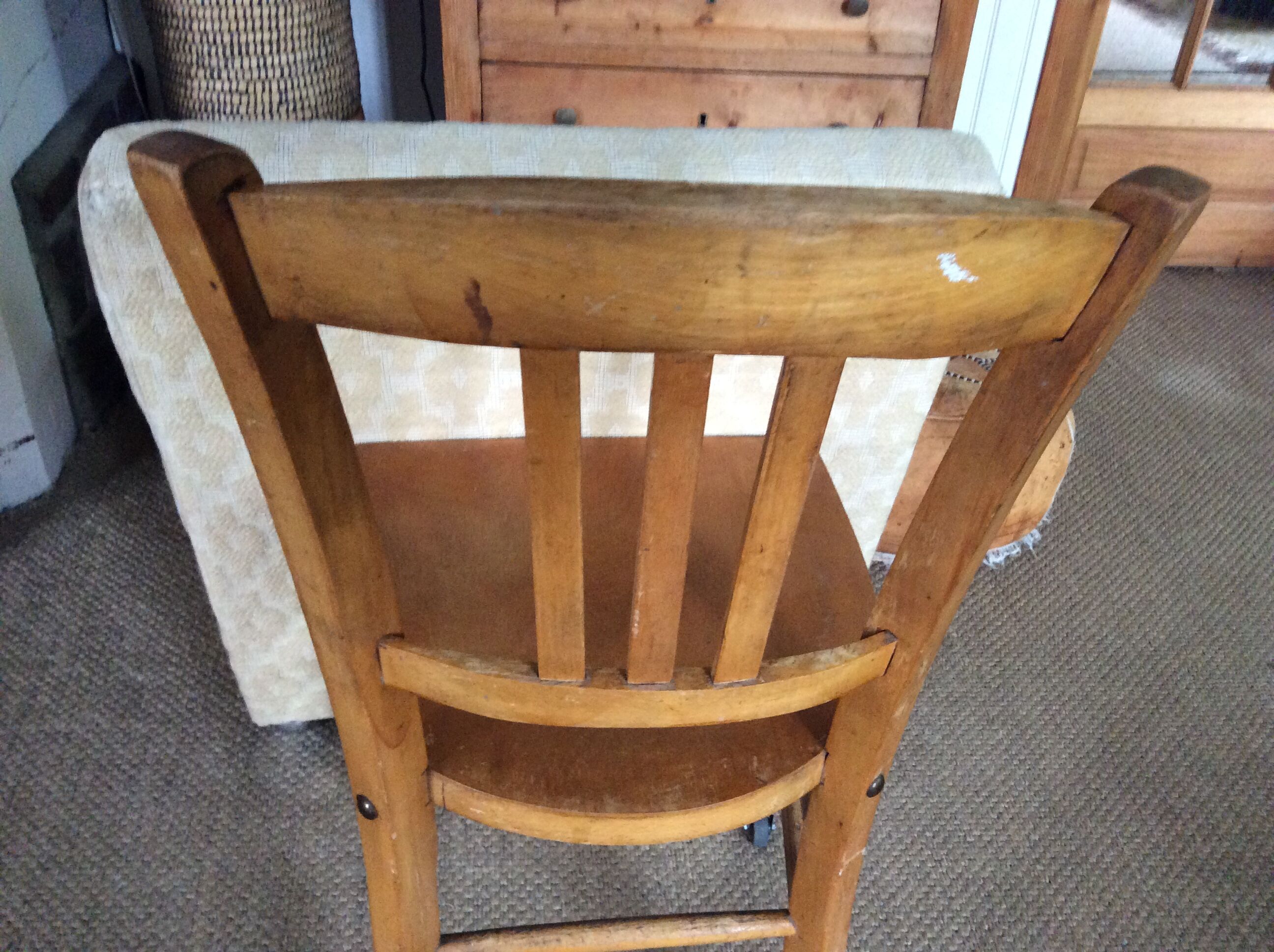 Wooden chair with wheels