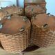 Vintage woven rope and rattan coffee table with 4 stools