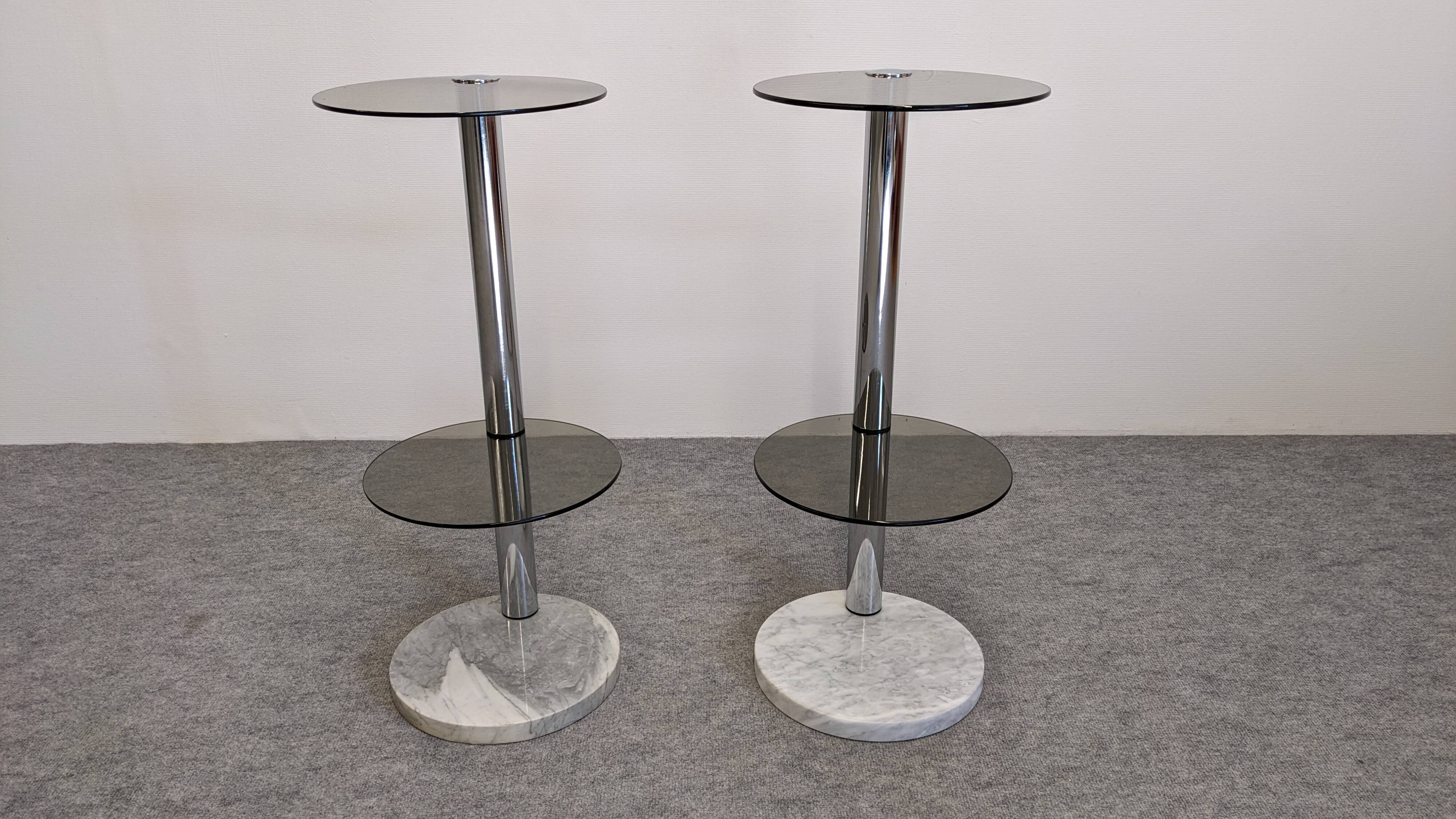 Pair of side tables or end tables Space Age, France circa 1970.