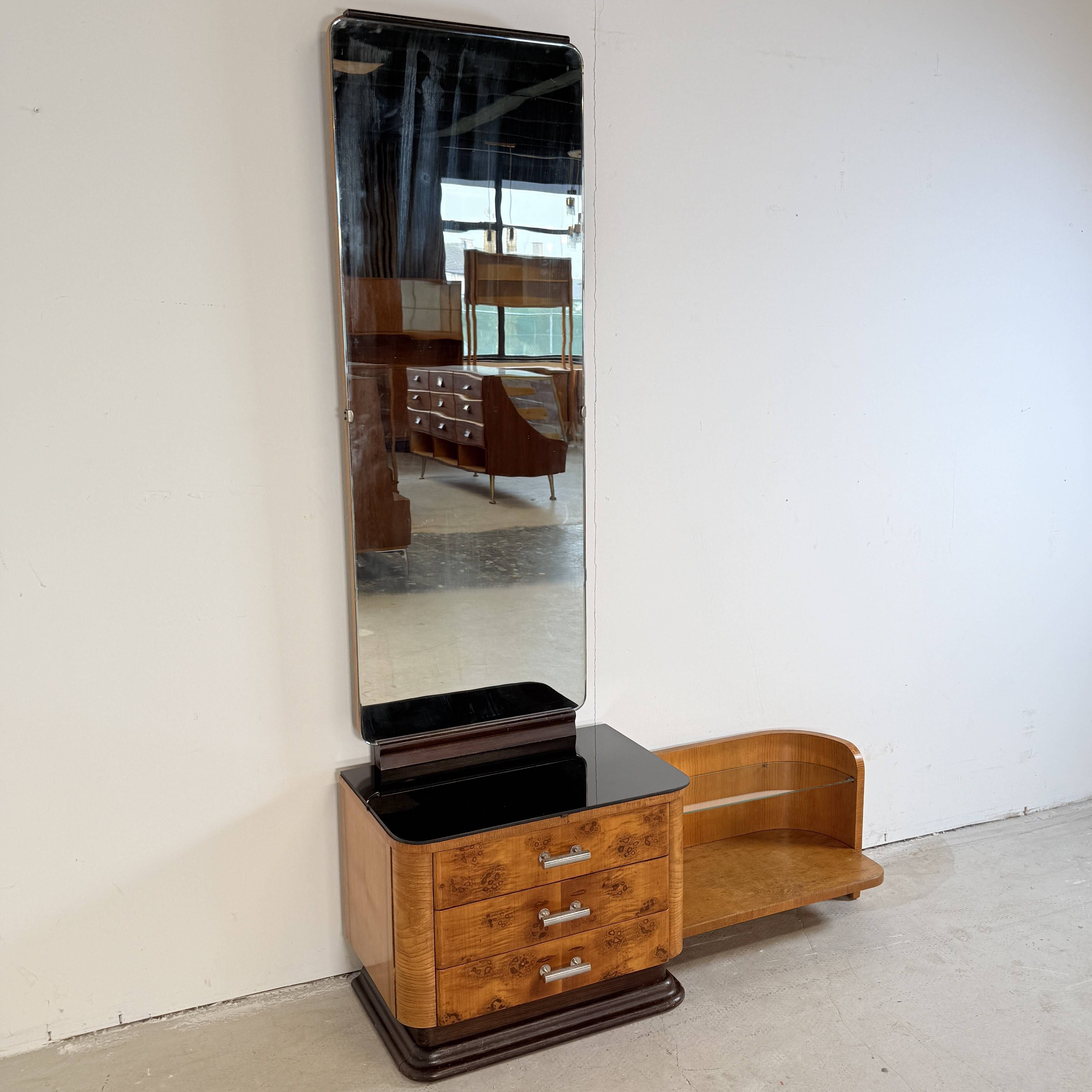 Vintage UP Závody Burl Walnut Dressing Table by Jindřich Halabala, 1957