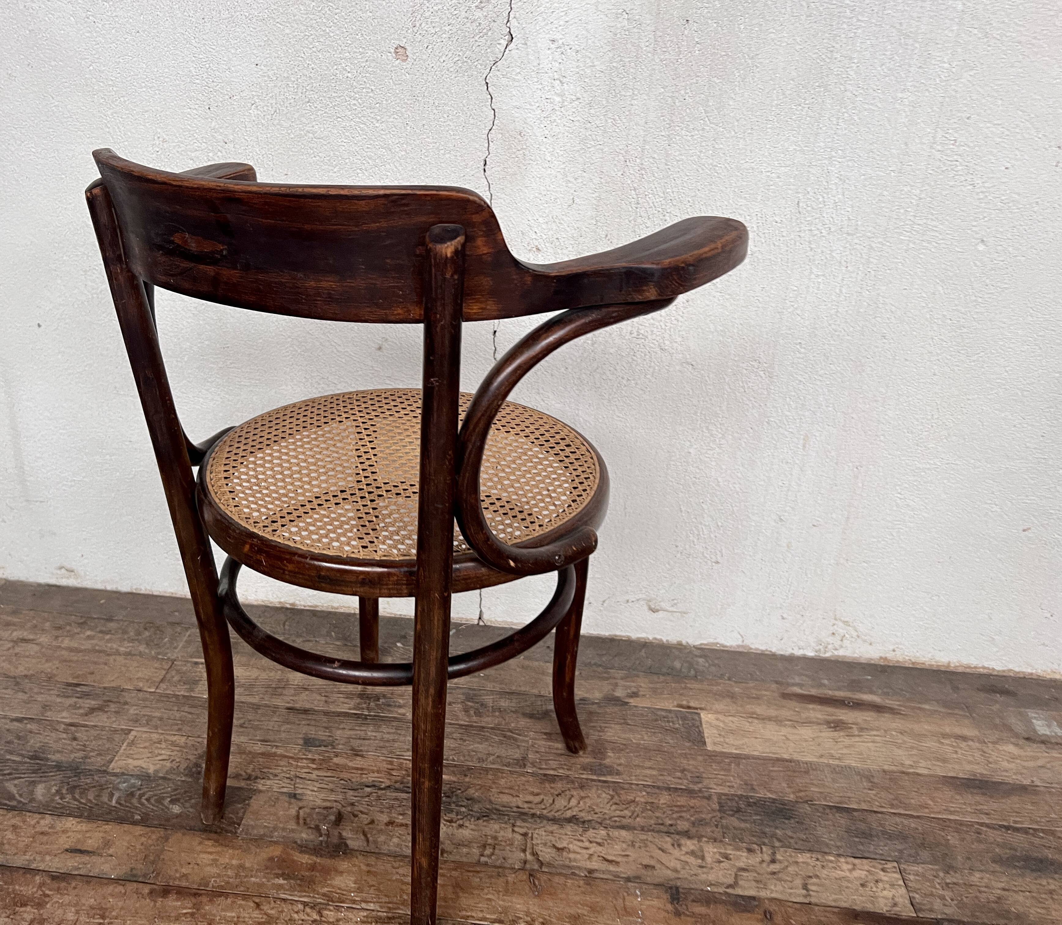 Office armchair bistrot Fischel cannée vintage cannage 1950