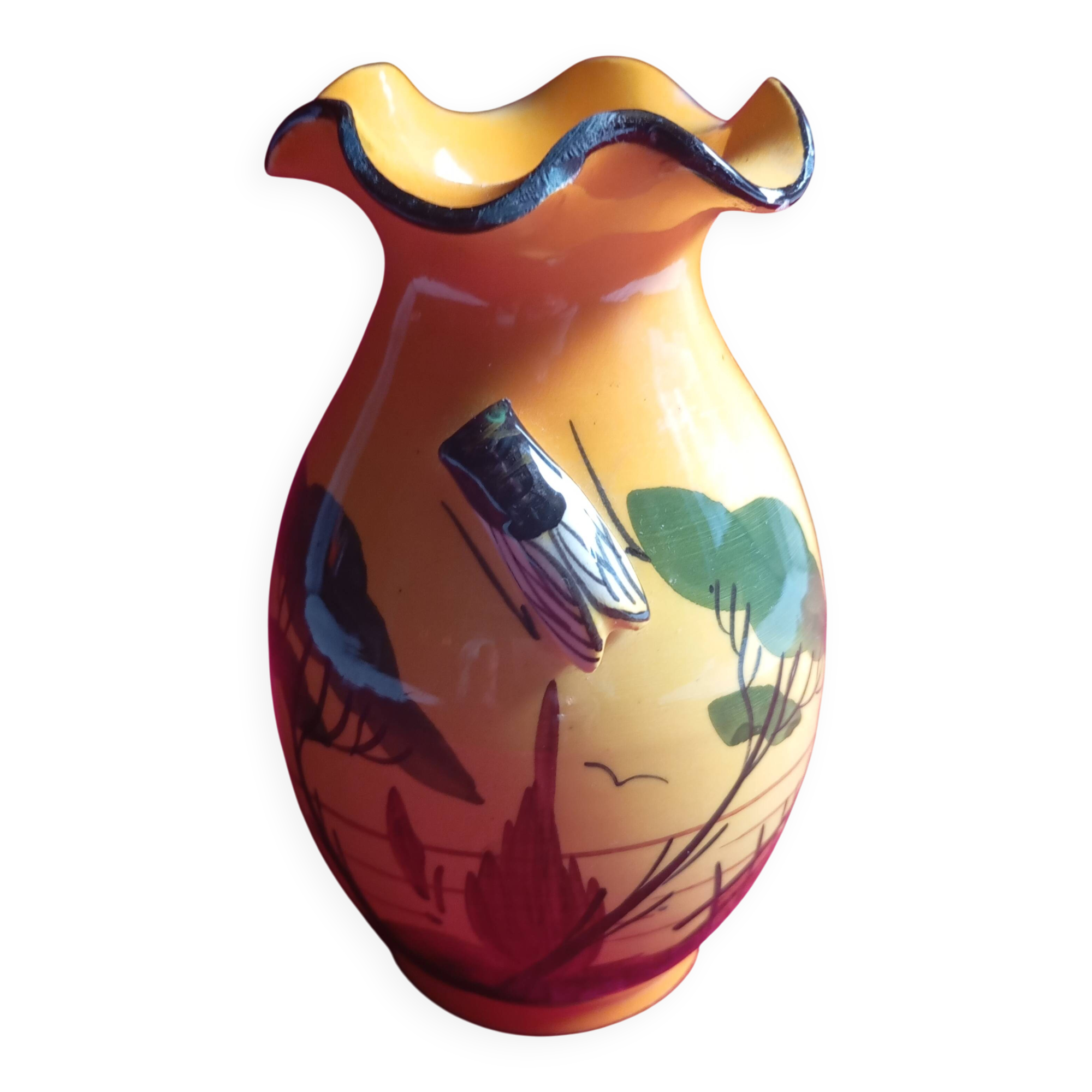 Provencal vase "sigale" signed "a.ferlay"