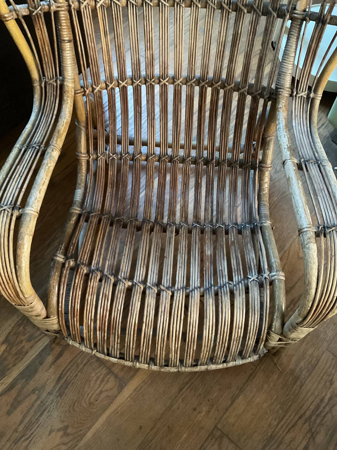 Rattan wicker armchair from the 60s/70s