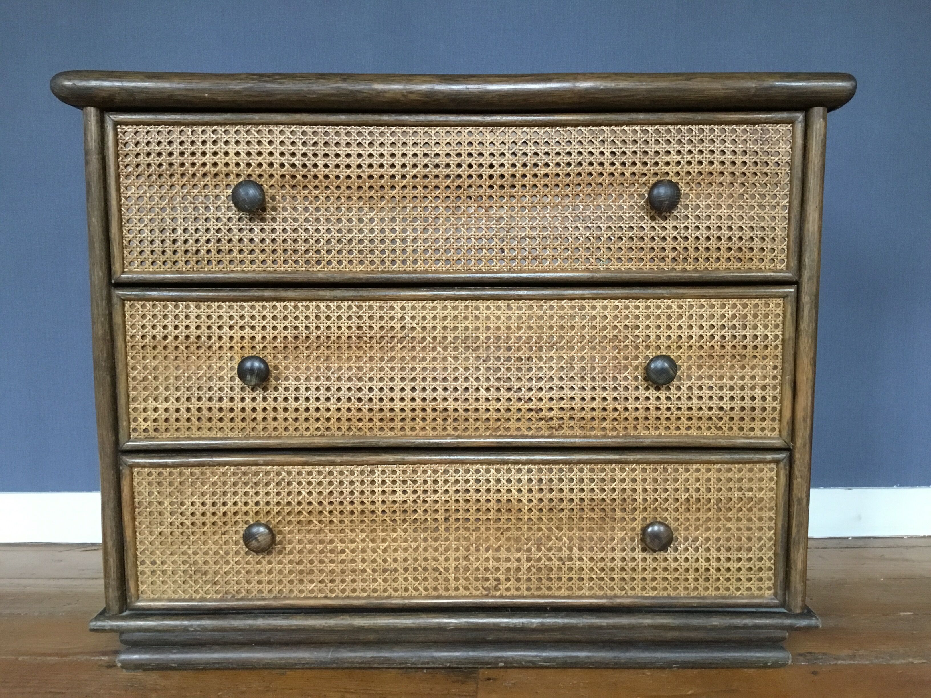 Chest of drawers caning and wood
