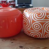 2 vintage inflatable poufs in orange plastic