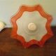 Berlingot pendant lamp from the 60s, white, orange and transparent glass