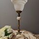Retro chic living room lamp in white marble and brass