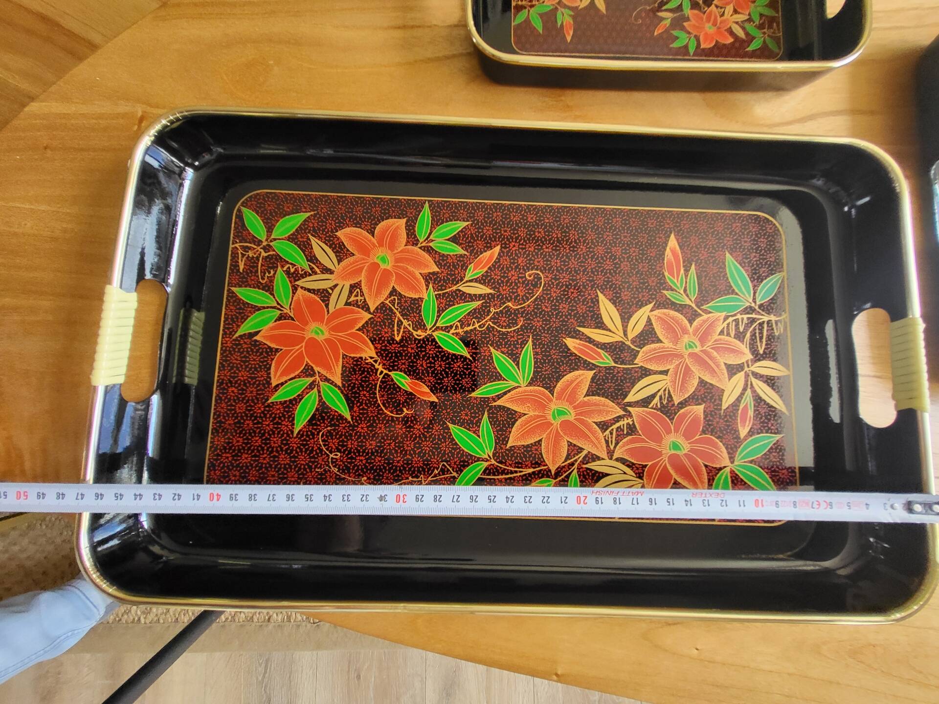 Set of Three Japanese Lacquered Plastic Trays ESIA 1970s