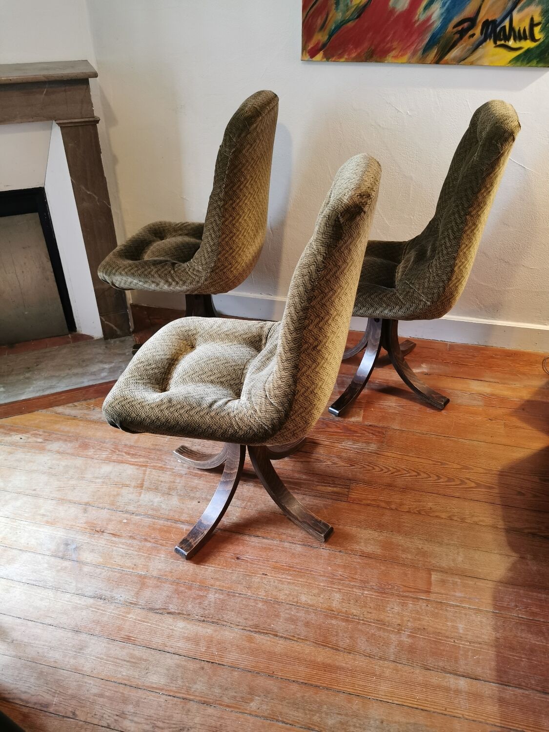 3 vintage swivel chairs