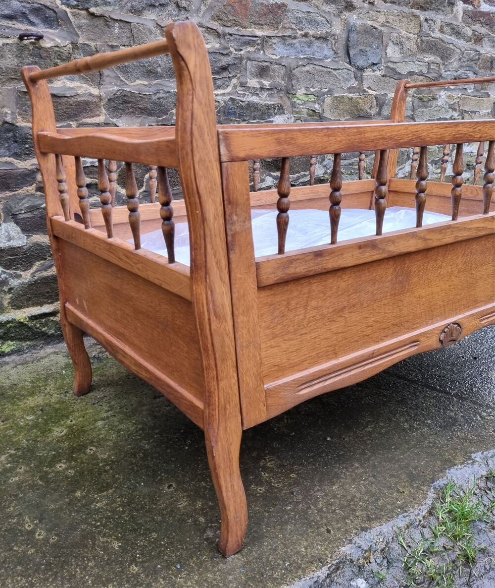 Wooden cot, vintage, 50s