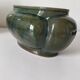 Art Deco flared cache-pot in turquoise glazed earthenware.