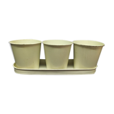 Pots et support métal blanc patiné lot de 4 articles déco