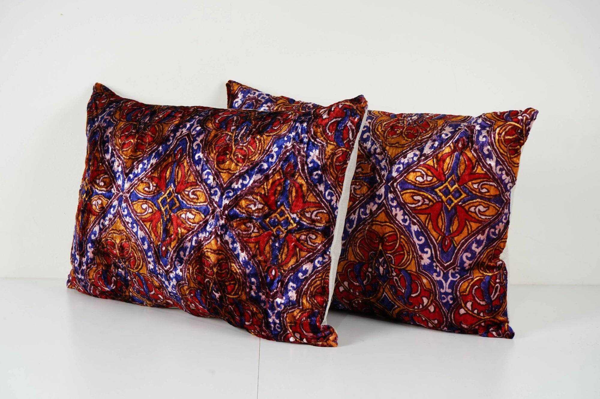 Set of 2 vintage velvet cushion covers 41x61 cm