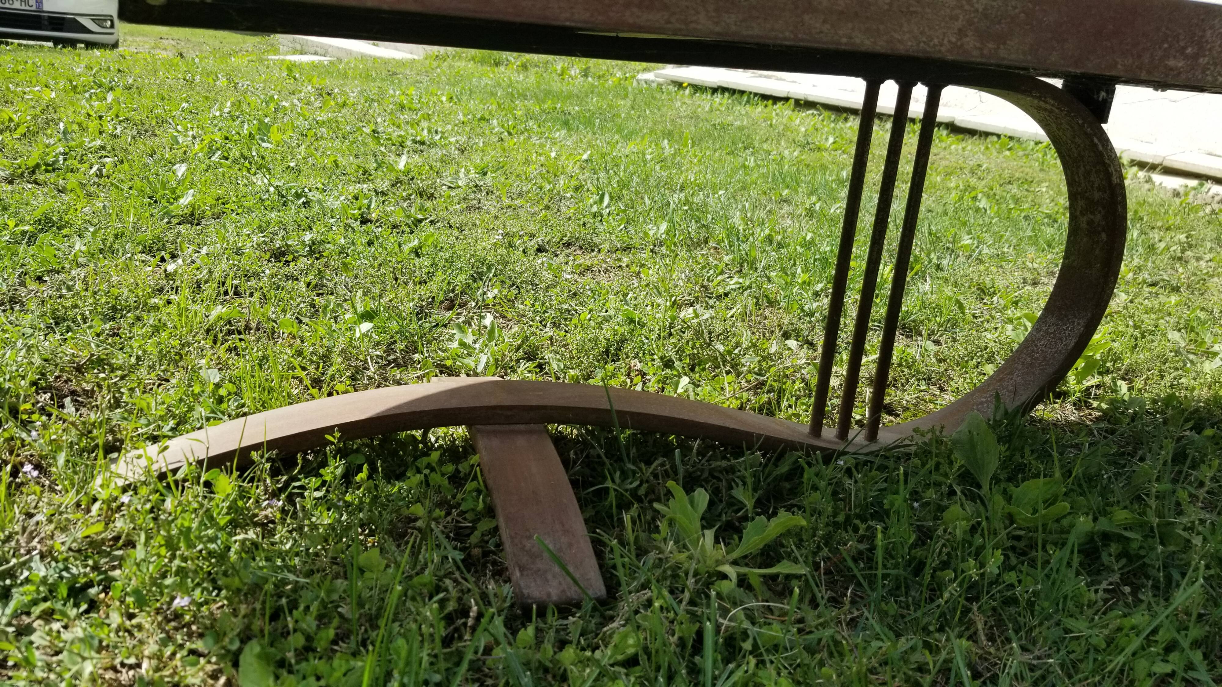 Oval coffee table ceramic wrought iron vintage