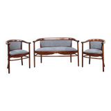 Ensemble de salon Thonet, en bois et jacquard bleu, 1910