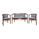 Thonet living room set, in wood and blue jacquard, 1910