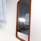 Mid-century modern sculptural wall mirror, teak, crystal glass, Glas & Trä, 1960s