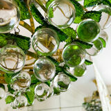 Lustre vintage à feuilles Murano en laiton massif