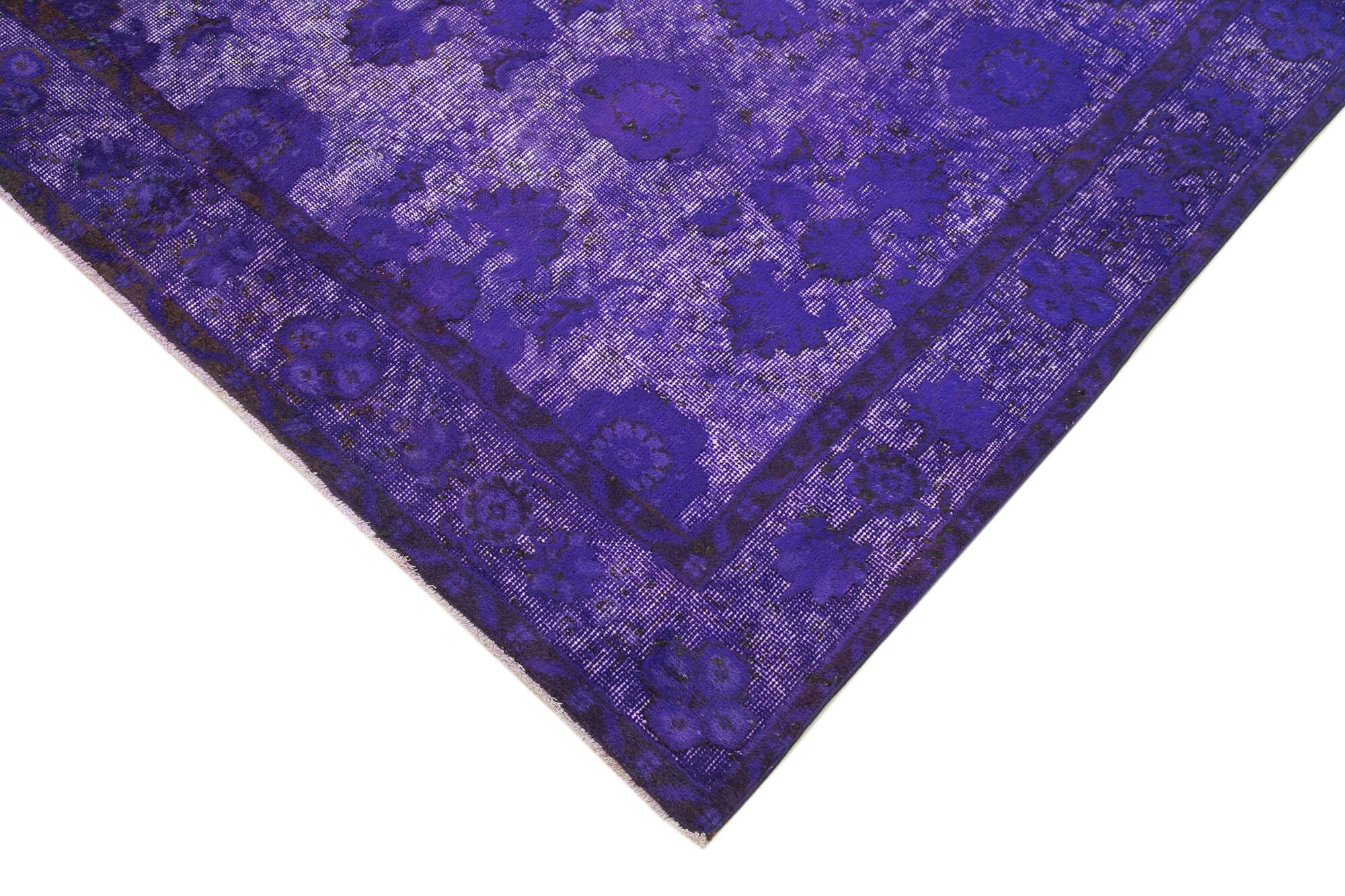 Handmade vintage turkish 1980s 185 cm x 284 cm purple rug