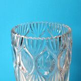 Vase vintage en verre lourd clair par Rudolfova Huť / République tchèque / années 1960