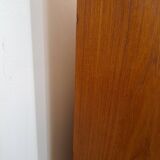 Deens hoge teak vakkenkast met bar vintage wandkast