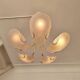 Reijmyre brass pendant with clam-shaped glass, Sweden, 1980s/90s Art Deco style.