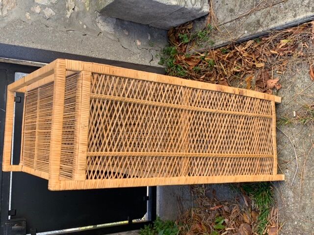 Rattan wicker shelf, 3 floors vintage 1960/70