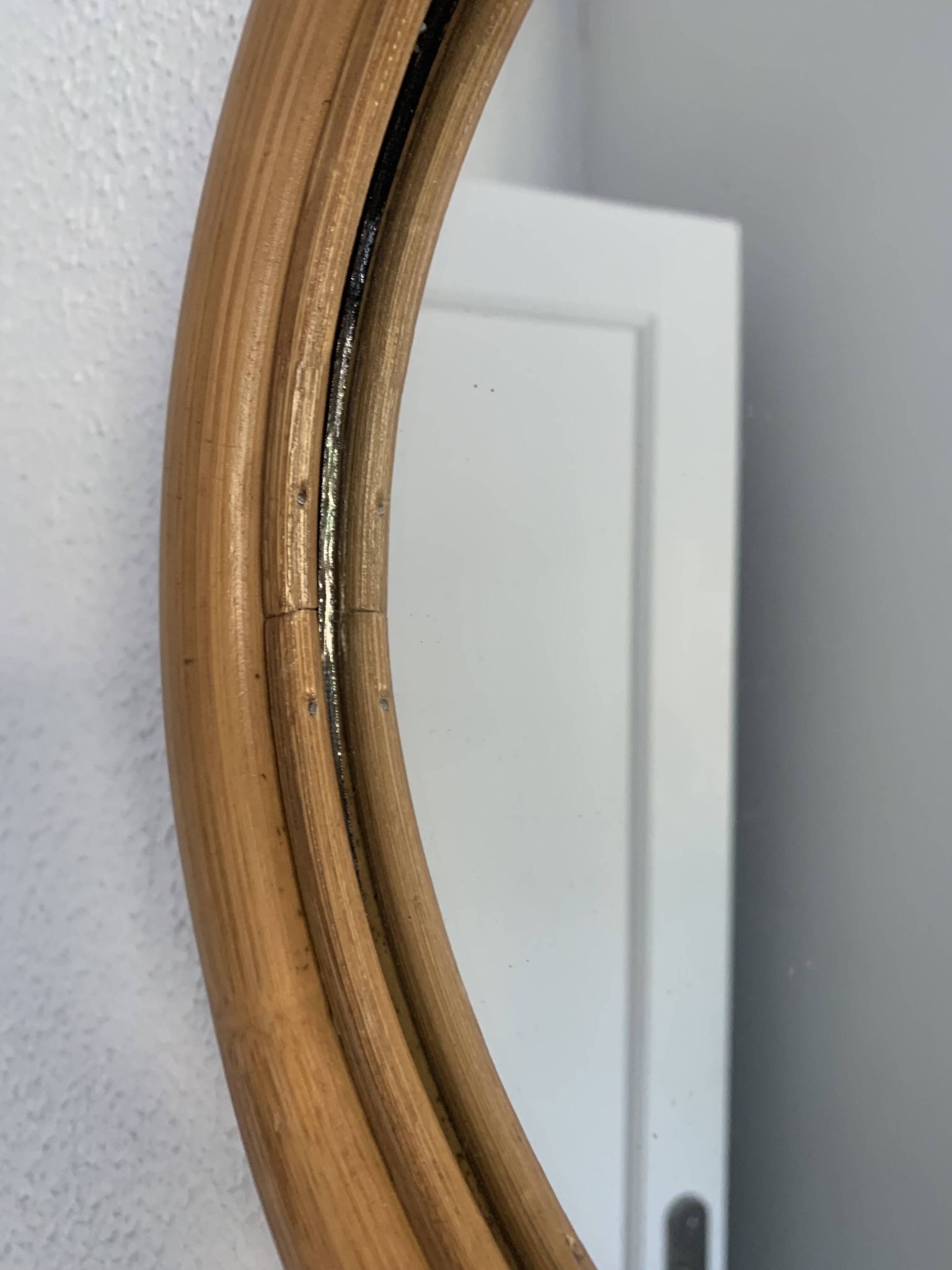 Vintage mirror 1960 apple rattan wicker bamboo - 32 x 35 cm