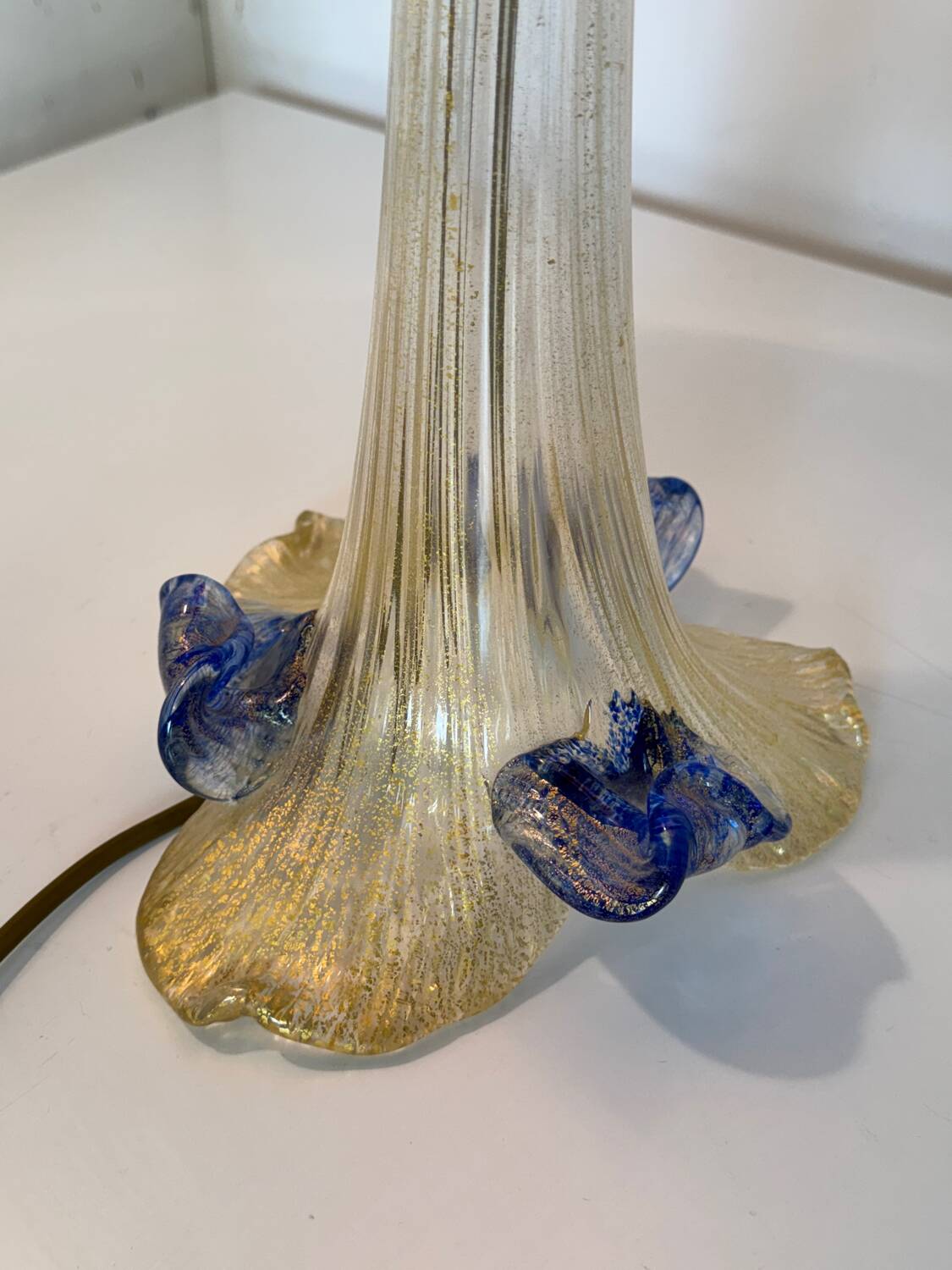 Set de 2 lampes de table italiennes vénitiennes vintage romantiques en verre de Murano.