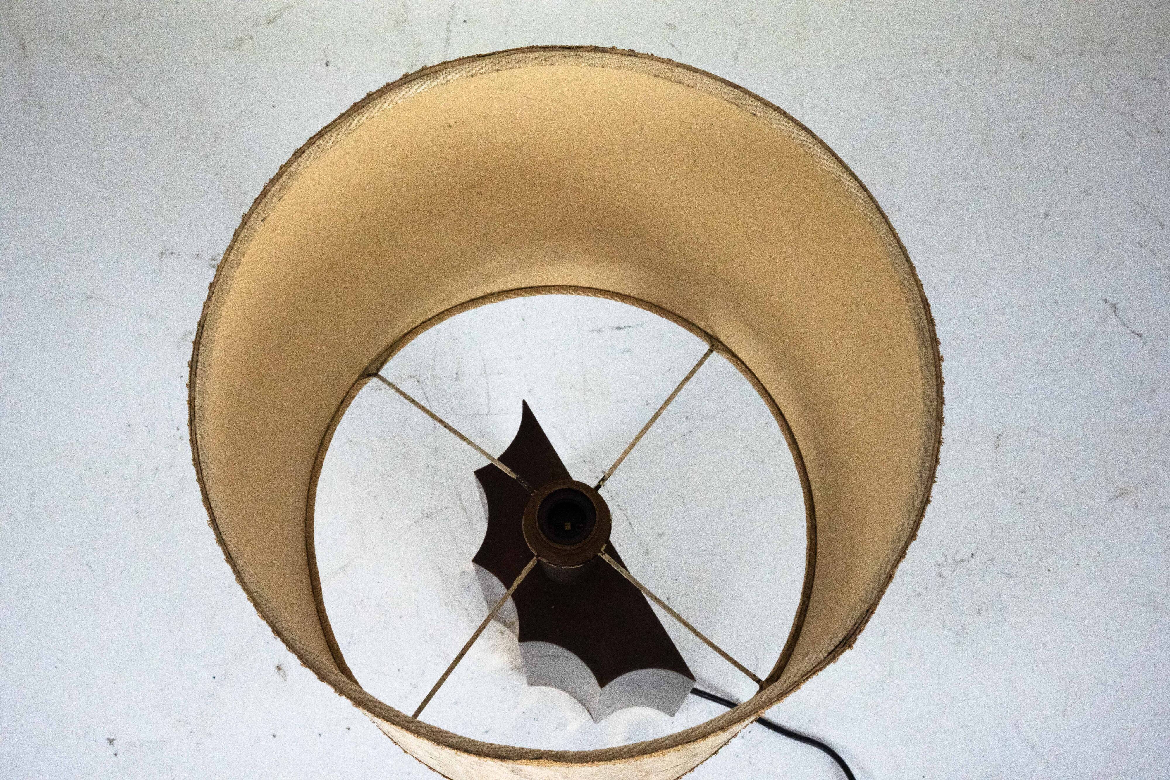 Vintage Brass Table Lamp with Fabric Shade – Original Patina. Italy 1970s