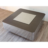 Vintage coffee bar table in steel and wood circa 1970