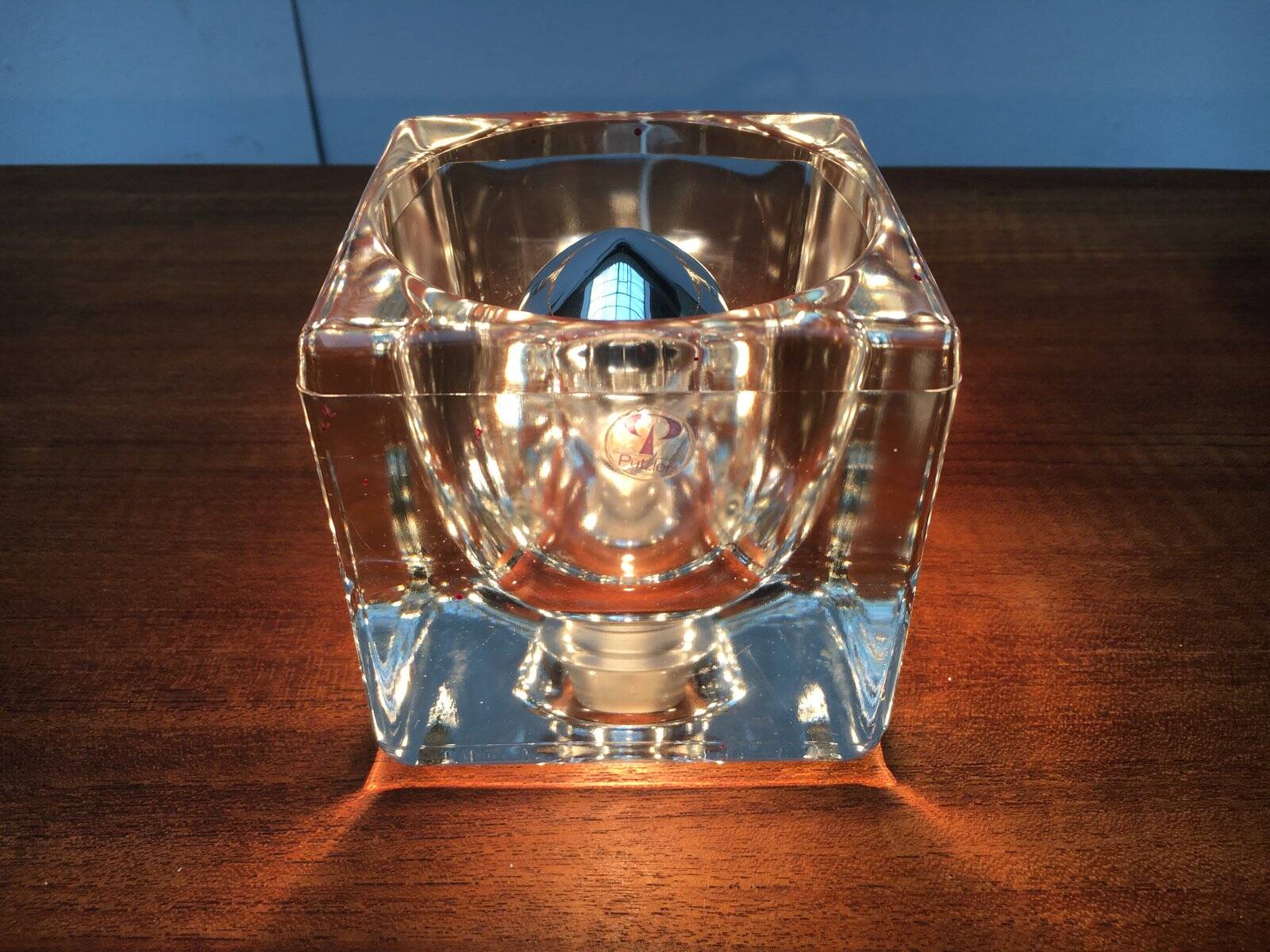 Vintage German table lamp in glass TA 14 Cube by Peill & Putzler, 1970s.