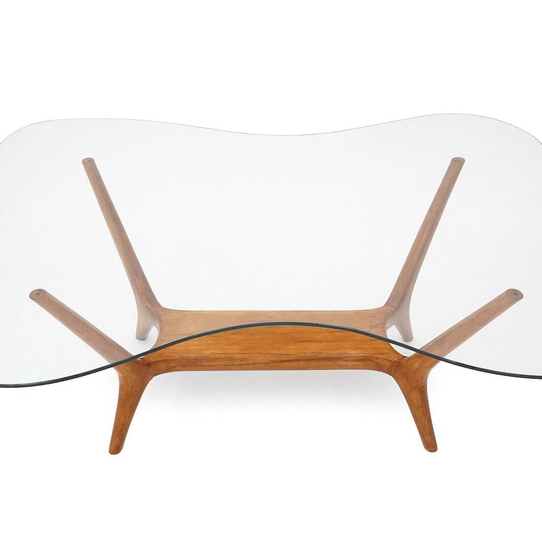Italian coffee table in wood and glass, 1950s